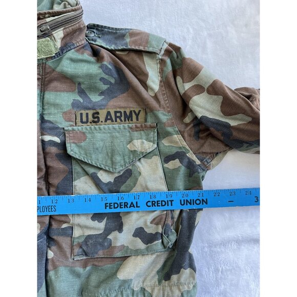 Vintage US Army Jacket Mens Small M65 Woodland Camo Cold Weather Military 90s - Picture 4 of 14